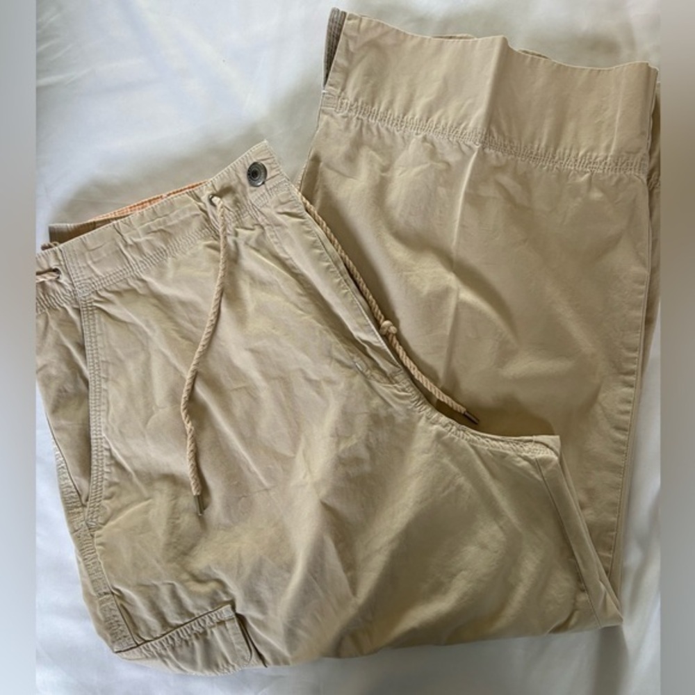 Lauren Ralph Lauren Khaki Cargo Capri Pants Tan Rope Drawstring Size‎ 10
